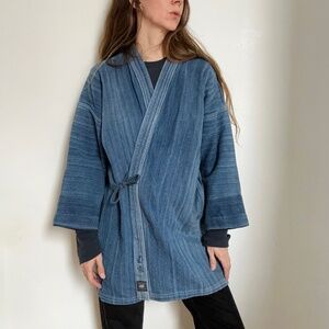 Great Vintage indigo sashiko kimono coat jacket Japanese Sise 5 Small